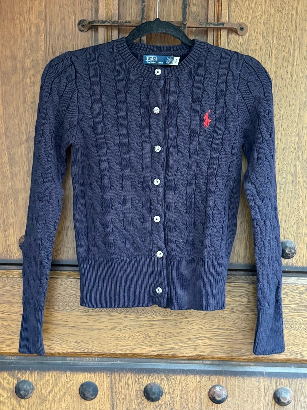 Ralph Lauren Navy Cable-Knit Cardigan Size XS